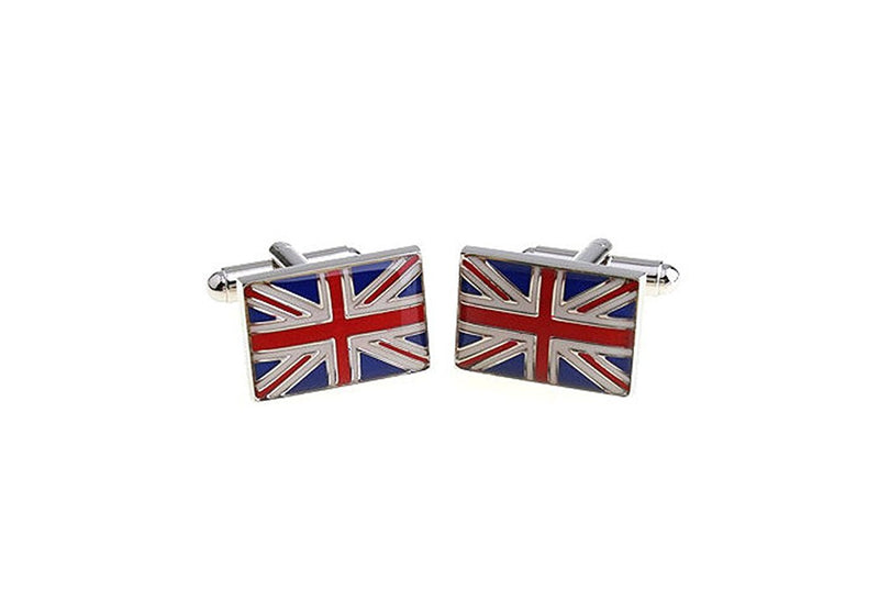 [Australia] - Mens Executive Cufflinks European Traveler Union Jack British Red White Blue UK Flag Cuff Links 