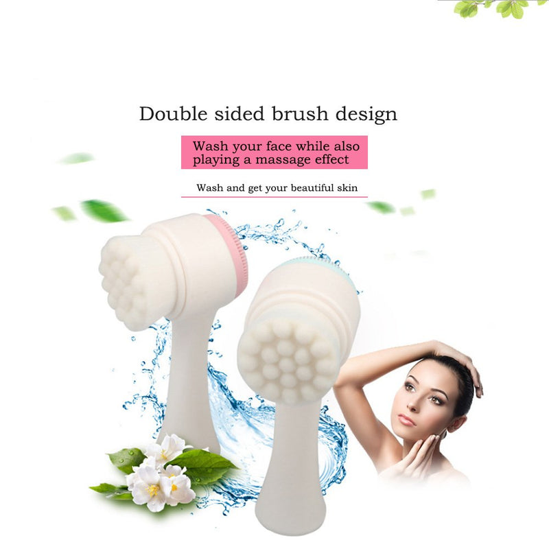 [Australia] - Somaer Face Wash Brush, 2 in 1 Facial Cleaning Brush for Deep Pore Exfoliation, Wash Makeup, Massaging, Acne (Blue) Face Bush_Blue 