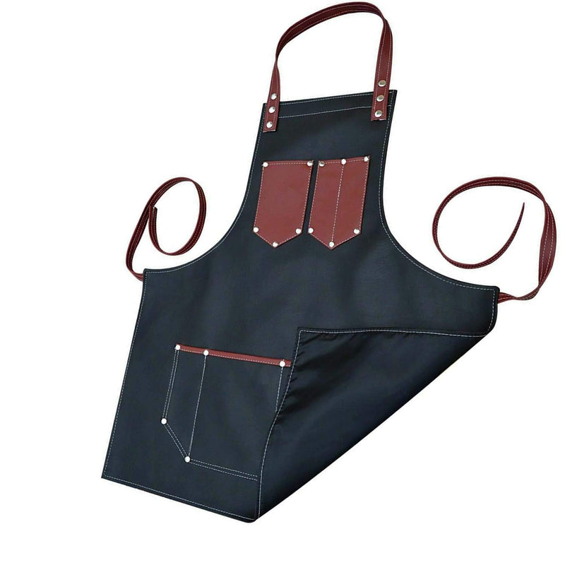 [Australia] - Professional Hairdresser Barber Leather Apron | Haircutting Aprons with 7 Waterproof Pockets, Heavy Duty Premium Quality, Multi-purpose Salon Apron for Men & Women 7 Pockets 