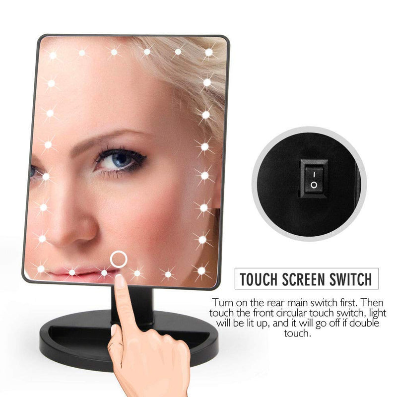 [Australia] - Glamiror Makeup Mirror with Lights -Lighted Makeup Mirror, Vanity Mirror, Led Makeup Mirror, Light Up Mirror, Makeup Mirror Lights, Black 