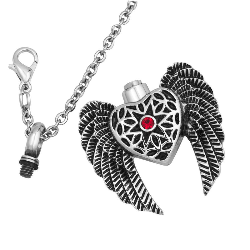 [Australia] - CoolJewelry Angel Wing Heart Urn Necklace For Ashes Cremation Keepsake Memorial Pendat 