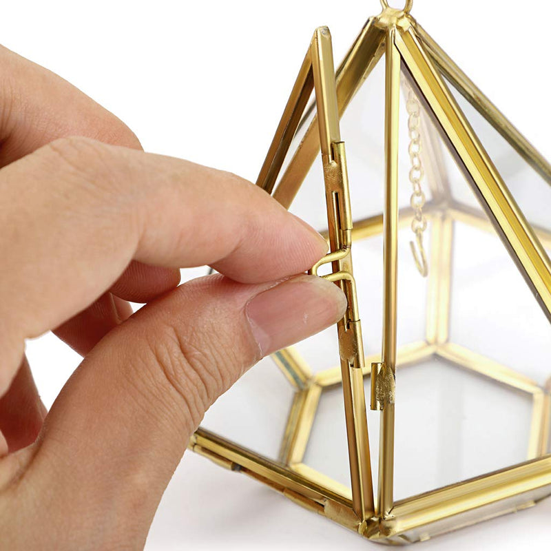 [Australia] - Hipiwe Jewelry Ring Display Holder - Pyramid Ring Holder Geometric Glass Ring Jewelry Box Wedding Ring Bearer Gift Box Hanging Prism Ring Stand Proposal Ring Display Case 