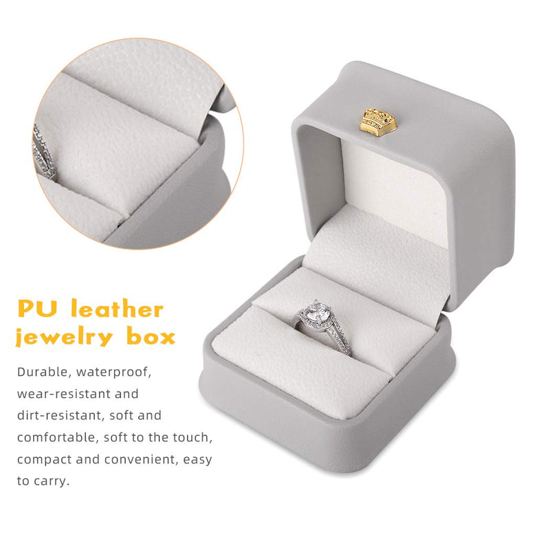 [Australia] - iSuperb 2 Pcs PU Leather Ring Box Couple Proposal Jewelry Gift Case Ring Earrings Jewelry Counter Display for Engagement Wedding Valentine's Day (Gray ring box) 2pcs Gray Ring Box 
