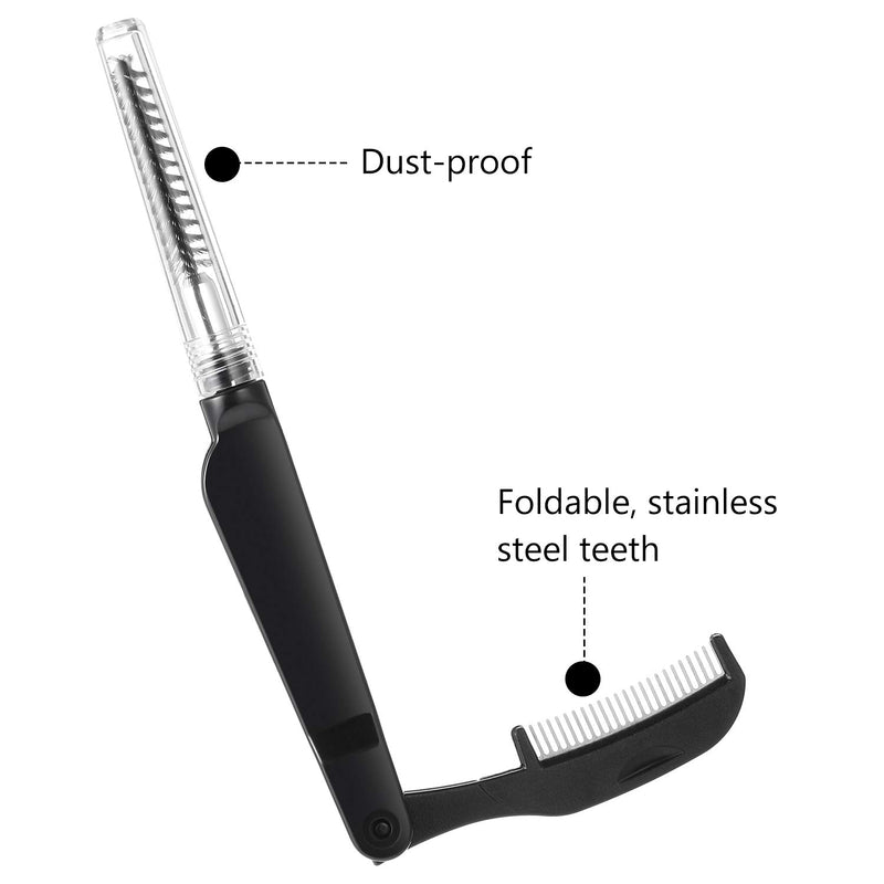 [Australia] - 4 Pieces Eyelash Combs Eyebrow Combs Foldable Stainless Steel Teeth Brow Brushes Mascara Brushes Eyebrow Spoolie Grooming Brushes Makeup Tool, Black 