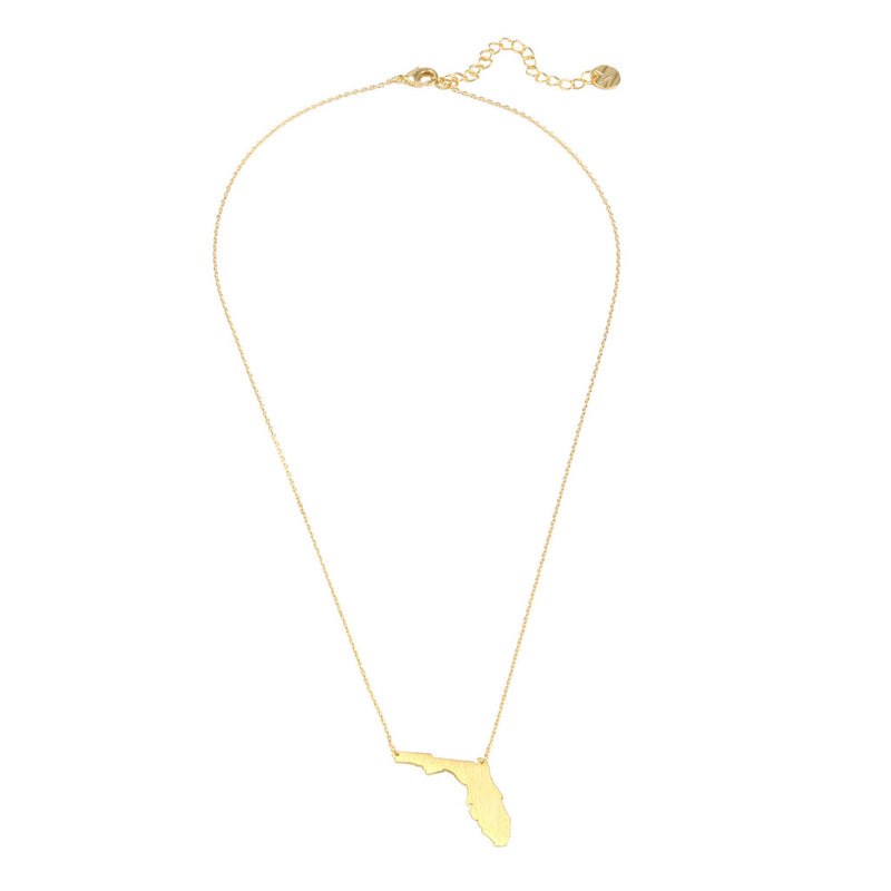 [Australia] - MUSTHAVE Florida 18K Gold Plated Necklace with Message Card, Yellow Gold Color, Anchor Chain, Best Gift Necklace, Size 16 inch + 2 inch Extender, Florida Pendant, Gift Card 