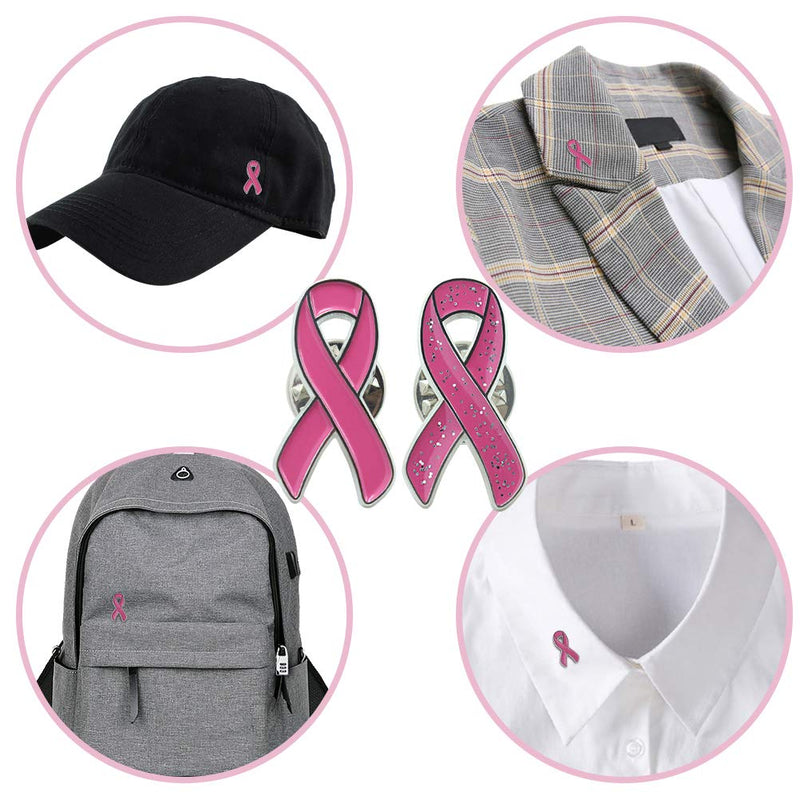 [Australia] - Masonicbuy 10 Pack Pink Ribbon Breast Cancer Awareness Lapel Pin with Glitter Filled Two Styles Bundle Color 1 