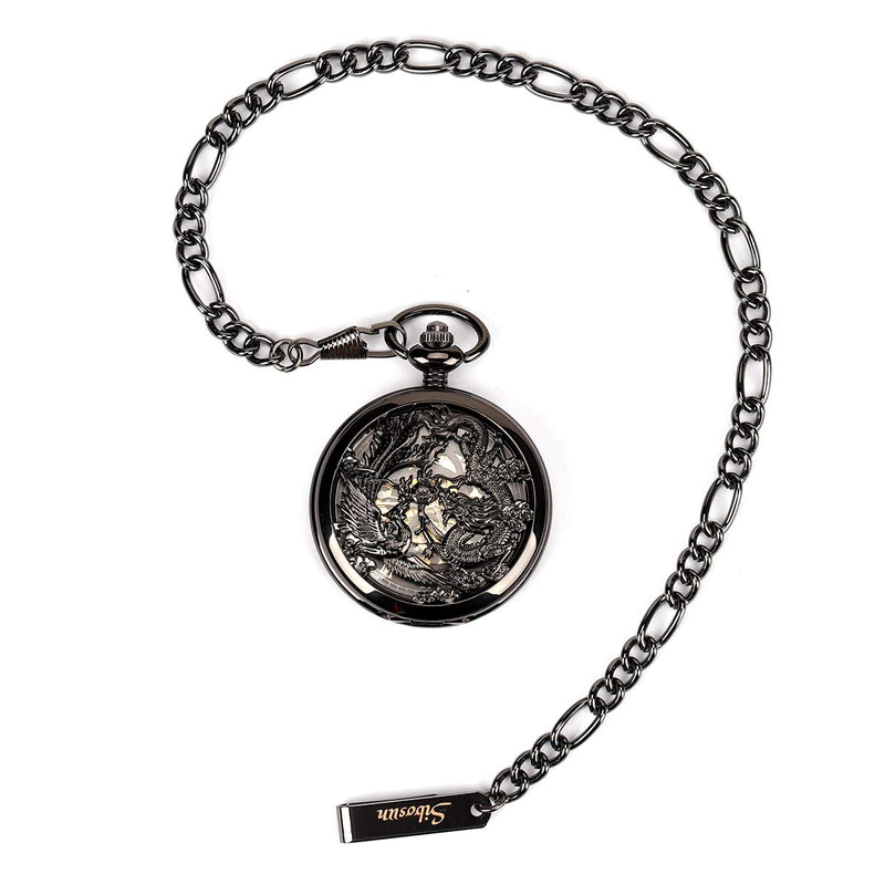 [Australia] - SIBOSUN Antique Pocket Watch Chain, Figaro Link Chain for Pocket Watch Biker Punk Men Cool Trouser Jeans Wallet Fob 1 Black 