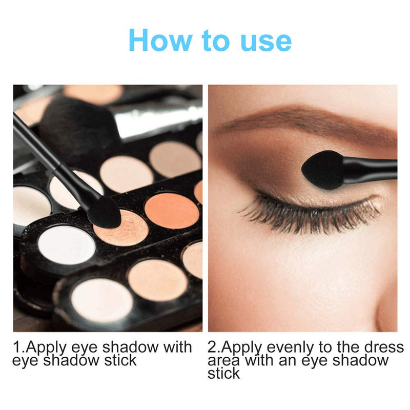 [Australia] - KEJIA 30 PCS Professional Double-End Eyeshadow Brushes Cosmetic Tool with 12 cm Long Handle, Disposable Dual Sides Eyeshadow Sponge Brushes Makeup Applicator, Black 