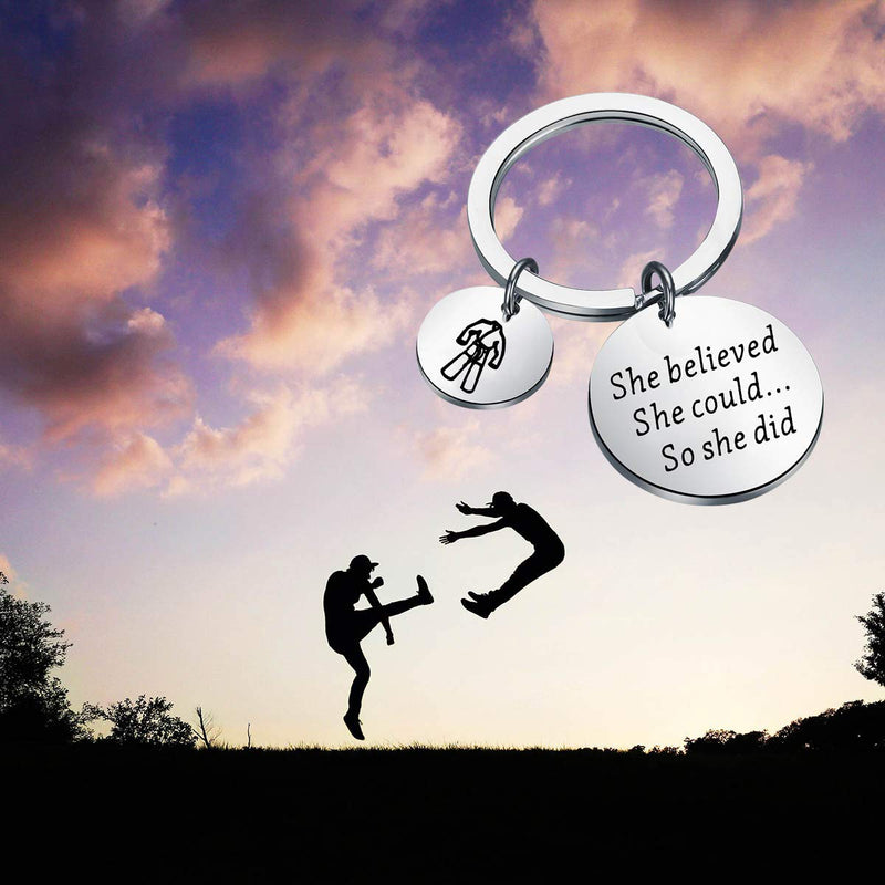 [Australia] - ENSIANTH Martial Arts Keychain She Believed She Could So She Did Keychain Martial Arts Teacher Inspire Gift Martial Arts Karate Gift Martial Arts Key 