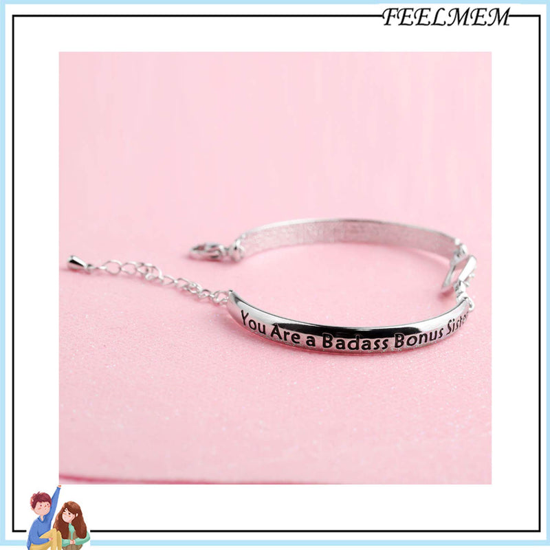 [Australia] - FEELMEM Sunflower Friendship Jewelry You are a Badass Bonus Sister Keep That Shit Up Bracelet BFF Gift Unbiological Sister Gift for Bonus Sister bonus sister-bracelet 