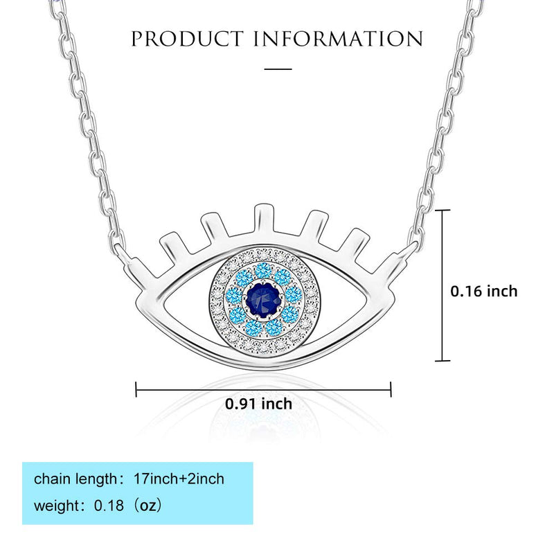 [Australia] - Evil Eye Necklace with 925 Sterling Silver Inside Rose Gold White Gold 14K Gold Plated Good Luck Pendant Necklace Cute Blue Sparkling CZ Cubic Zirconia Jewelry Gift for Woman Girls 