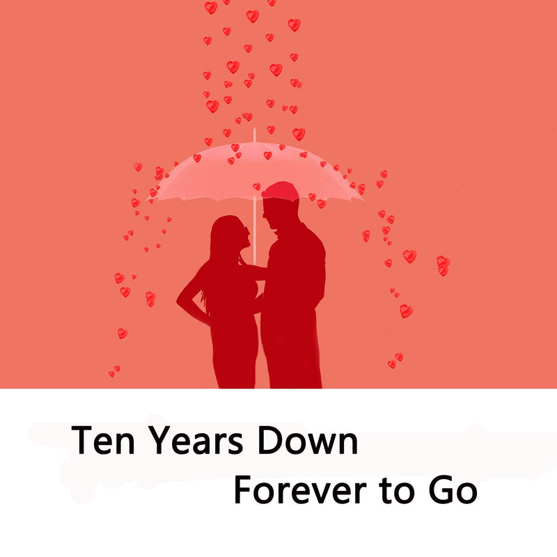 [Australia] - FEELMEM 10th Anniversary Present Ten Years Down Forever To Go Couples Puzzle Keychain Set Of Two 10 Years Anniversary Key Chain Present For Him or Her (silver) 