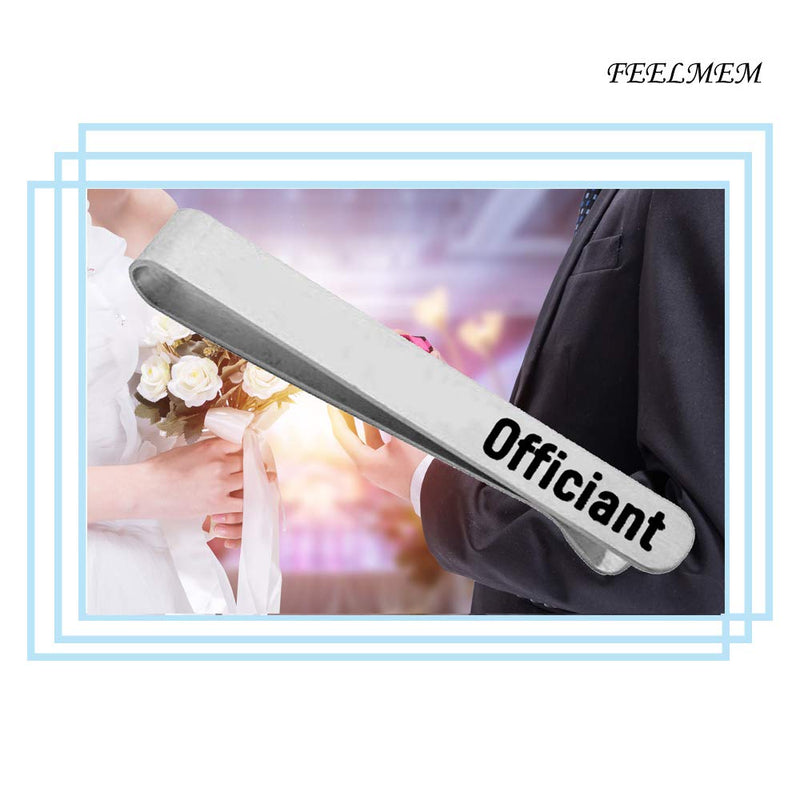 [Australia] - FEELMEM Wedding Officiant Gift Officiant Stainless Steel Tie Clips Wedding Party Appreciation Gift for Wedding Officiant silver 