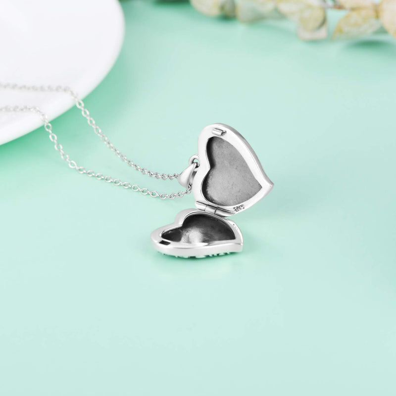 [Australia] - Heart Locket Necklace That Hold Pictures Sterling Silver Photo Locket Pendant Memorial Gift for Women Girl Family Tree Heart Locket 