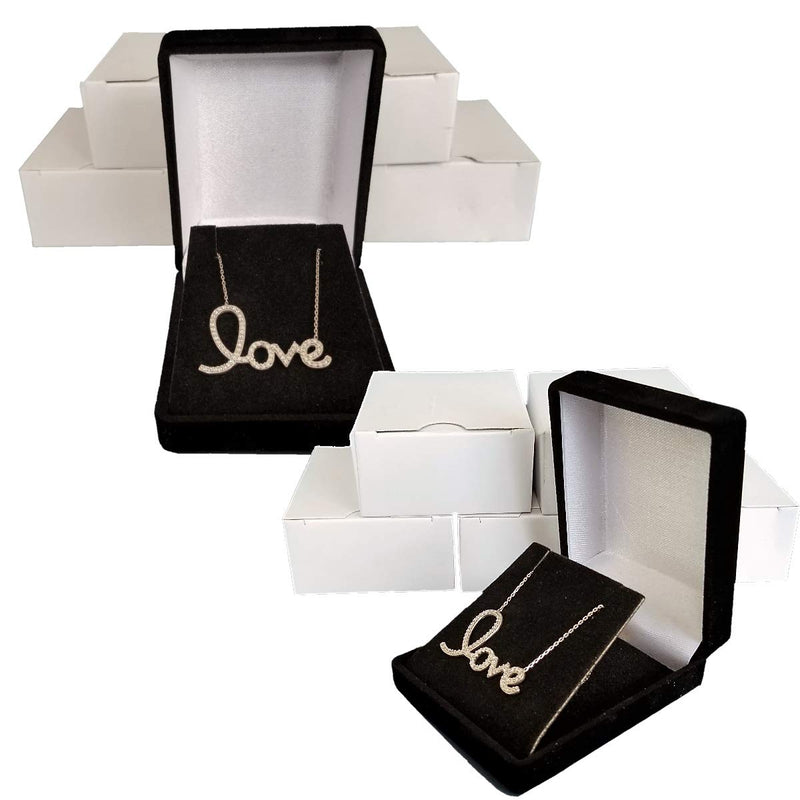 [Australia] - 5 Black Elegant Flocked Velour Necklace Pendant Gift Boxes Jewelry Displays and Boxes 