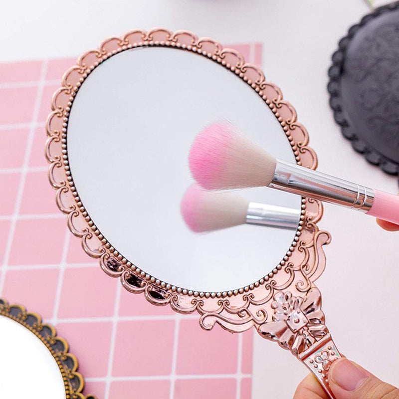 [Australia] - XPXKJ Hand Mirror Vintage Handheld Mirror with Handle Vanity Makeup Mirror Travel Mirrors (Oval, Rose Gold) oval 