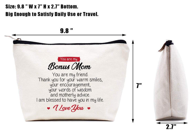[Australia] - Makeup Bag Gift for Bonus Mom,Cosmetic Bag Gift for Mother-in-Law,Step Mother Gift from Daughter or Son,Birthday Mothers Day Christmas Gift For Unbiological Mom,I Am Blessed to Have You in My Life 