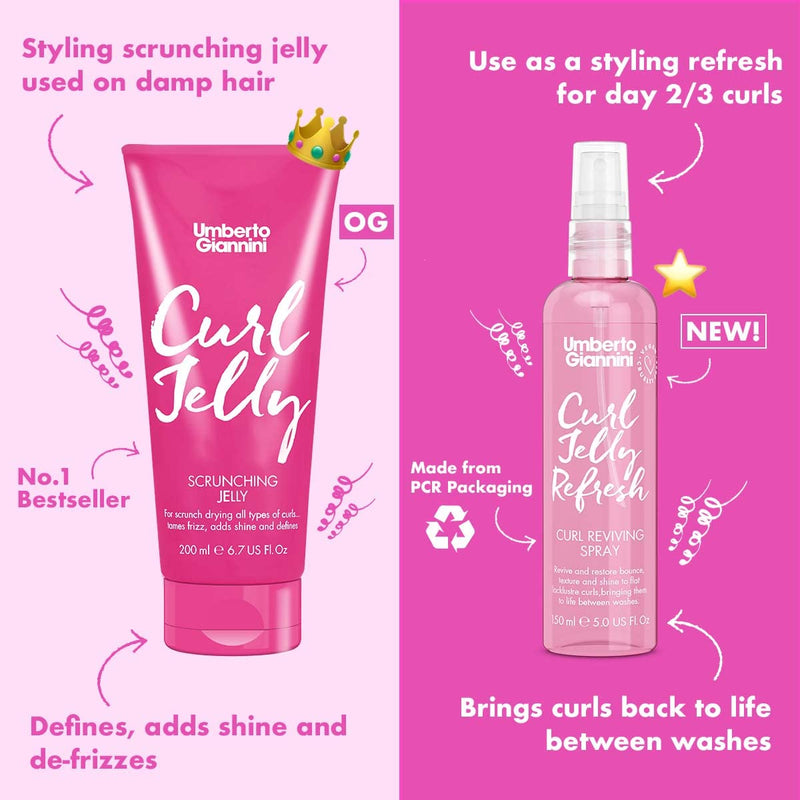 [Australia] - Umberto Giannini Curl Jelly Scrunching Jelly 200ml Vegan & Cruelty Free Frizz Styling Curl Control Hair Gel for Curly or Wavy Hair, 150 ml (Curl Jelly and Jelly Refresh Spray) 150 ml (Pack of 1) 