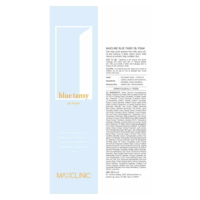 [Australia] - MAXCLINIC Blue Tansy Oil Foam 110g, cleansing oil, facial cleanser, Waterproof make-up remover, foaming cleanser, Facial Deep Cleanser 