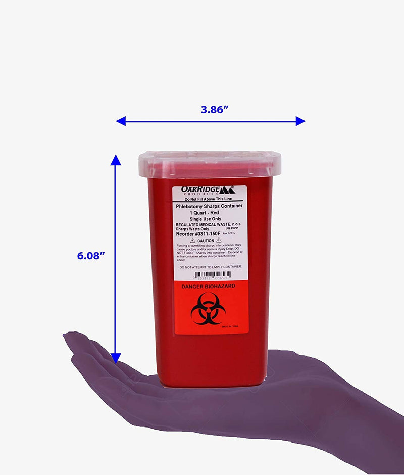 [Australia] - 1 Quart Size (Pack of 3) | Oakridge Products Sharps Container with Flip Lid | for Diabetics 