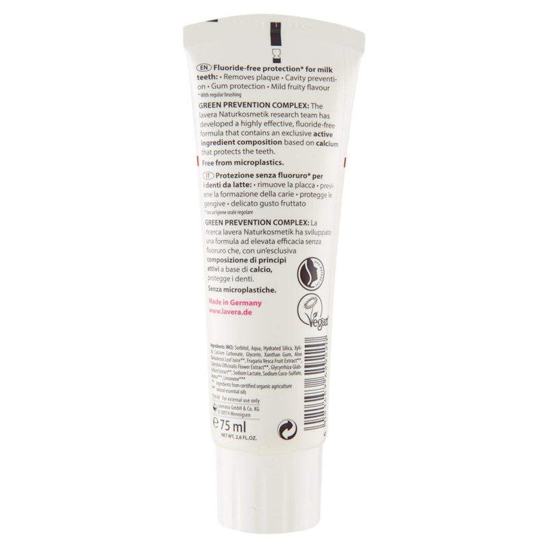 [Australia] - lavera Toothpaste Kids Fluoride Free & Colorant Free Calendula & Calcium Vegan Bio Natural & Innovative Cosmetics Organic Teeth Care 75 ml 