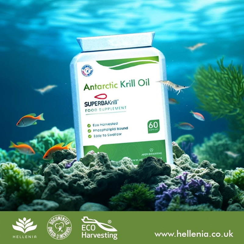[Australia] - Hellenia Superba Krill� 100% Antarctic Krill Oil Capsules 500mg | Natural Source of Astaxanthin & DHA | Pure | Highest Purity, Lowest Sodium, 3 Month Supply 