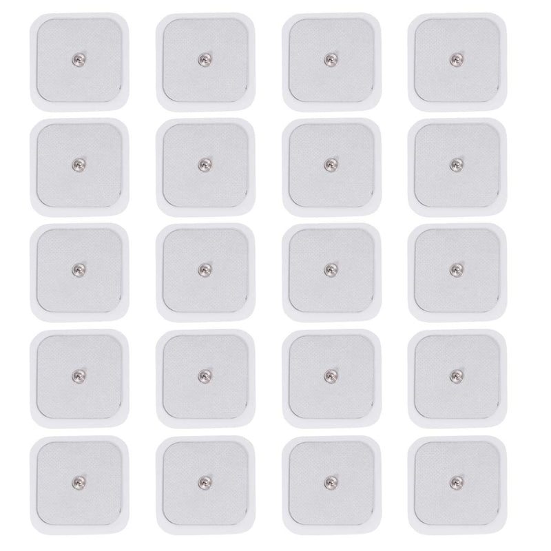 [Australia] - BESPORTBLE 5 x 5 cm 20 Pads Stud TENS SELF Adhesive Pads FIT BEURER Tens Unit Pads Replacement Tens Electrodes Reusable for Electrotherapy Massage (White) 