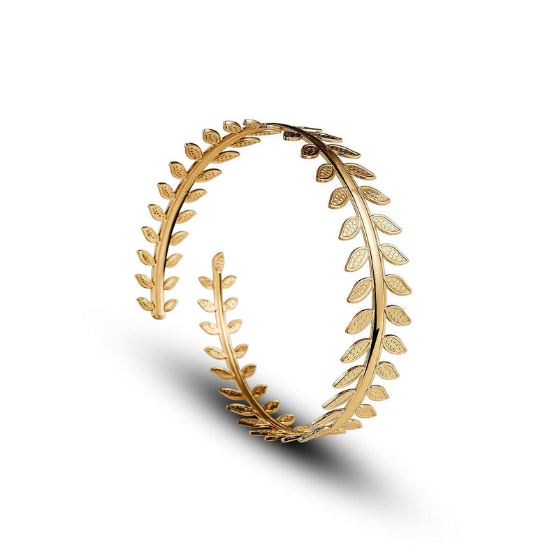 [Australia] - 6-8Pcs Exaggerated Cuff Upper Snake Leaf Bracelet Bangle Band Armlet for Women Men Girl Boy Stackable Open Adjustable Polished Gold Silver Plated Armband Arm Jewelry A gold-1 