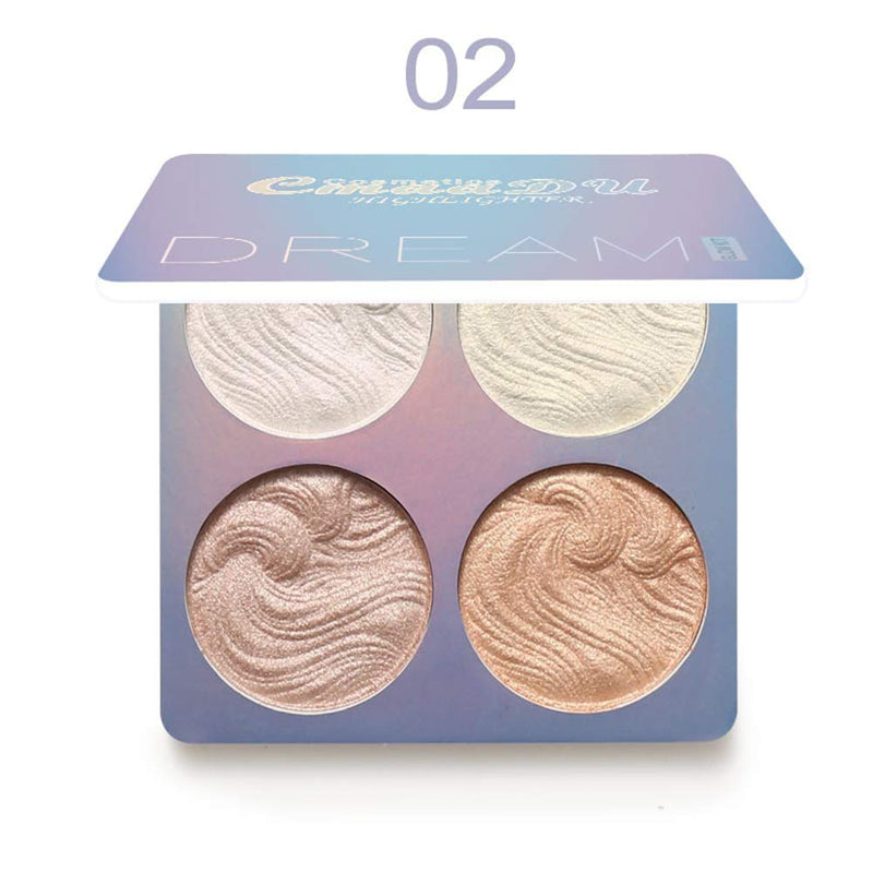 [Australia] - Highlighter Powder Palette, Illuminator Powder Palette Highlighter Baked Waterproof Long Lasting Brilliant Lighten Skin Color Face Contour Powder (A2) A2 