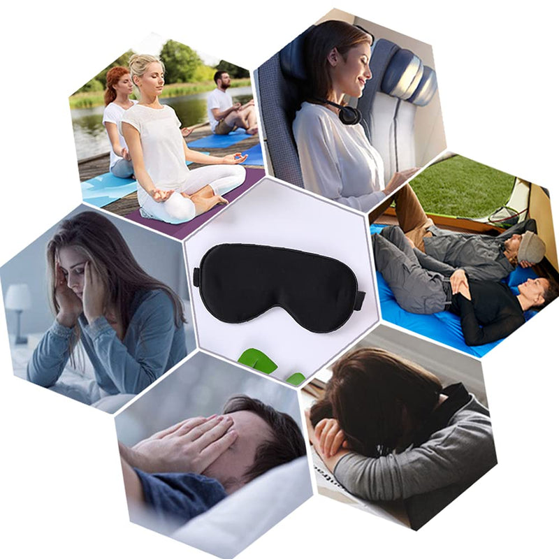 [Australia] - Silk Eye Mask 19MM Mulberry Silk Sleep Mask Sleeping Masks Silky Soft Blindfold Eyeshade Elastic Headband for Travel Naps Shift Work for Adult Black 