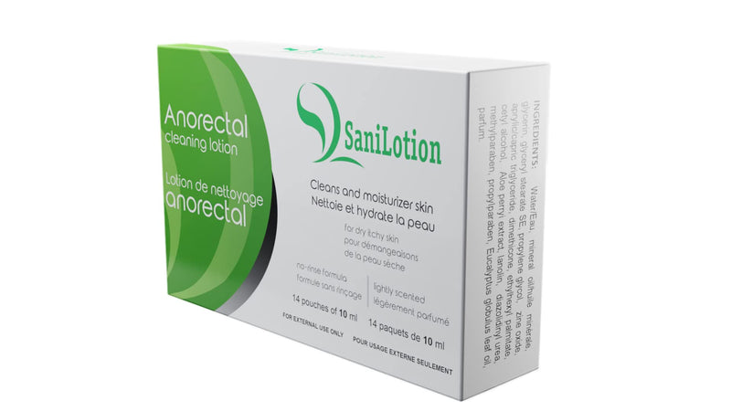 [Australia] - SANILOTION Hygienic Cleansing Lotion, Cleans, Moisturizes, and Hydrates Anorectal Area, 14 count - 10ml each 
