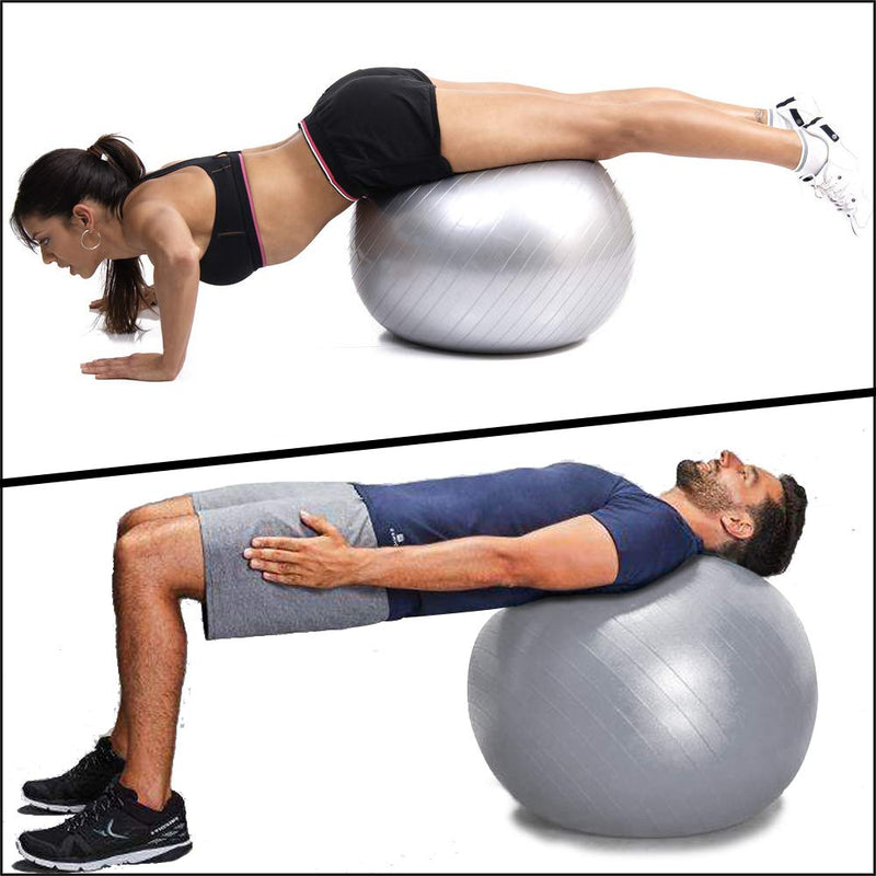 [Australia] - SIYWINA Exercise Ball Yoga Ball Chair 55cm,65cm Birthing Ball Maternity Ball with Quick Pump Anti-Burst for Pilates, Fitness, Pregnancy Silver 55cm（21.6〃） 