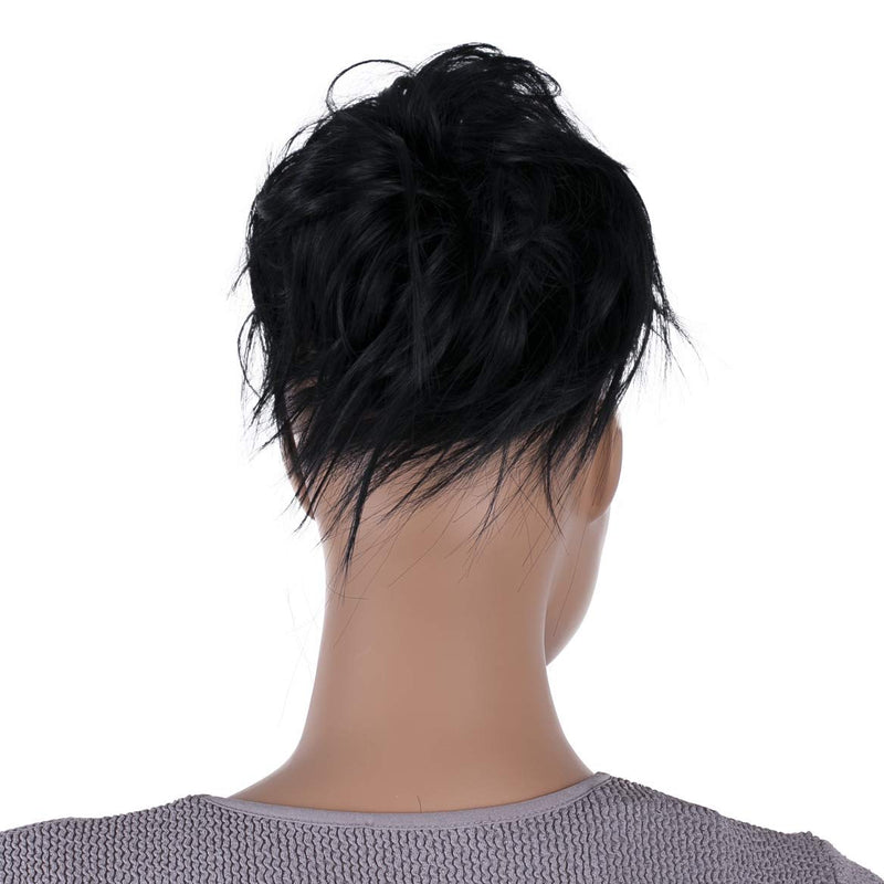 [Australia] - PRETTYSHOP XXL Hairpiece Scrunchy Updo Bridal Hairstyle Voluminous Wavy Messy Bun Black G1F black #1 G1F 