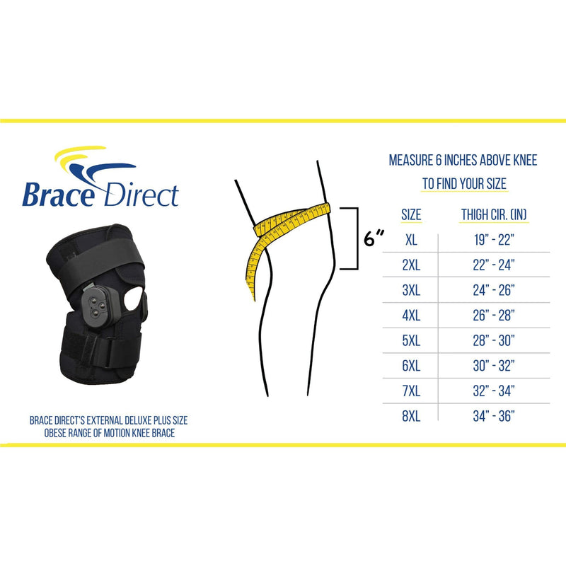 [Australia] - Plus Size Obesity External Deluxe Hinged Knee Brace for Knee Pain with Compression Knee Wrap for Overweight Men & Women Relief from Joint Pain from Meniscus Tears, Arthritis Pain by Brace Direct 2X-Large (Pack of 1) 