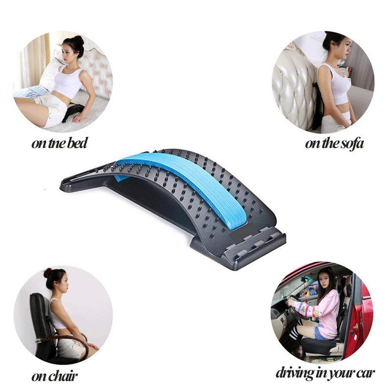 [Australia] - Back Stretcher Posture Massager for Back Relaxation & Pain Relief, Back Massager Magic Stretcher Fitness Stretch Equipment Lumbar Support Relaxation Blue Black 