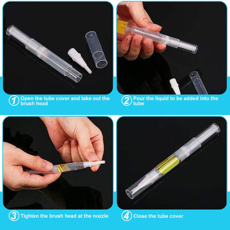 [Australia] - TANCUDER 10 PCS Empty Cuticle Oil Pen 3 ML Transparent Twist Pen Refillable Nail Polish Bottle Eyelash Growth Liquid Tube Cosmetic Container with Brush Tip for Lip Gloss Teeth Whitening Liquid Perfume 