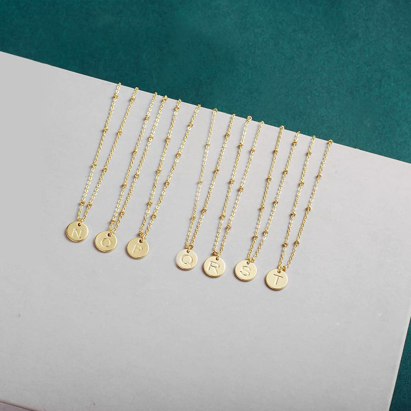 [Australia] - Heart Gold Initial Anklets for Women 14k Real Gold Plated Anklet Dainty Engraved 26 Letter Round Coin Disc Alphabet Anklet Satellite Beaded Anklet Layered Anklet Set 3pcs A 