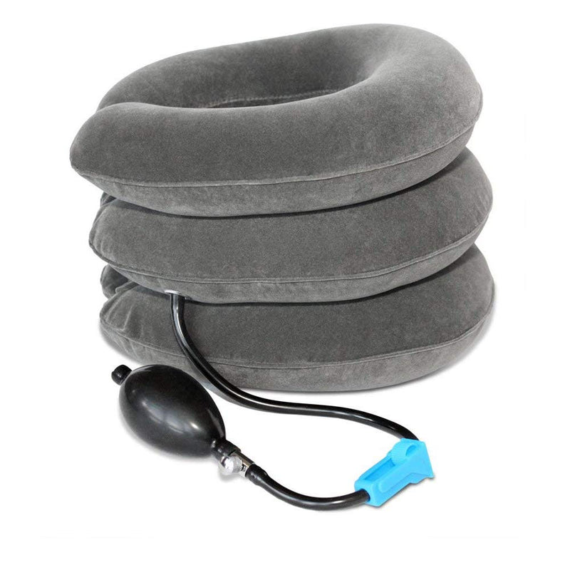 [Australia] - TEEROVA Cervical Neck Traction Collar Device Inflatable Spine Alignment Pillow Instant Pain Relief for Chronic Neck and Shoulder Pain (Gray) Gray 
