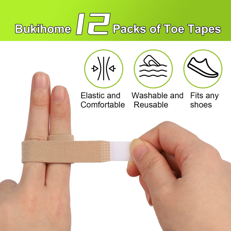 [Australia] - Bukihome Up-Grade Hammer Toe Straighteners for Bent Toes, 12 Pack Toe Splints, Toe Corrector, Toe Wraps for Curled Toes, Crooked Toes and Hammer Toes（6 Large Size & 6 Middle Size） 