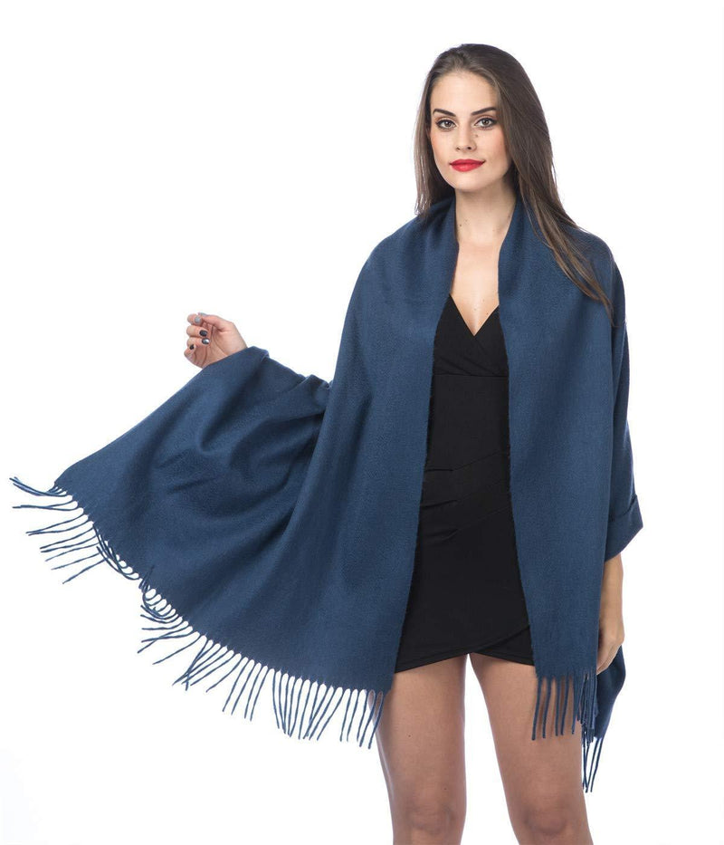 [Australia] - Women's Cashmere Shawls Wraps, Cold Weather Soft Wool Pashmina Stole, 78"x28" Extra Large Scarf for Winter Hj-dark Blue 