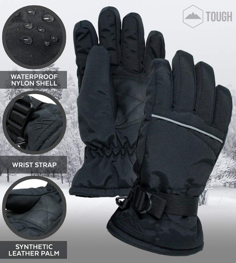 [Australia] - Kids Winter Gloves - Snow & Ski Waterproof Thermal Insulated Gloves for Boys Girls Toddler Children & Youth for Cold Weather Black X-Small: 3-4 years old 