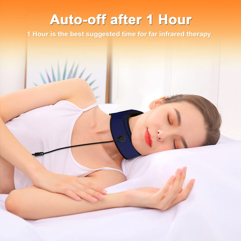 [Australia] - Neck Heat Pad - Neck Pain Relief by Far-Infrared Physical Therapy, Heated Neck Wrap with Adjustable Temperature and USB Cord, Perfect for Injured or Sore Neck，Blue 