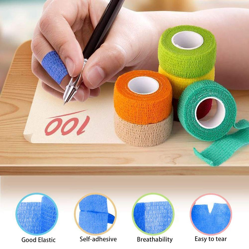 [Australia] - (12-Pack) 1” x 5 Yards | Self Adhesive Bandage Wrap, Kuvvfe Athletic Elastic Cohesive Bandage for Sports Injury,Strain,Knee & Wrist,Ankle Sprains & Swelling First Aid 1x180 Inch (Pack of 12) 