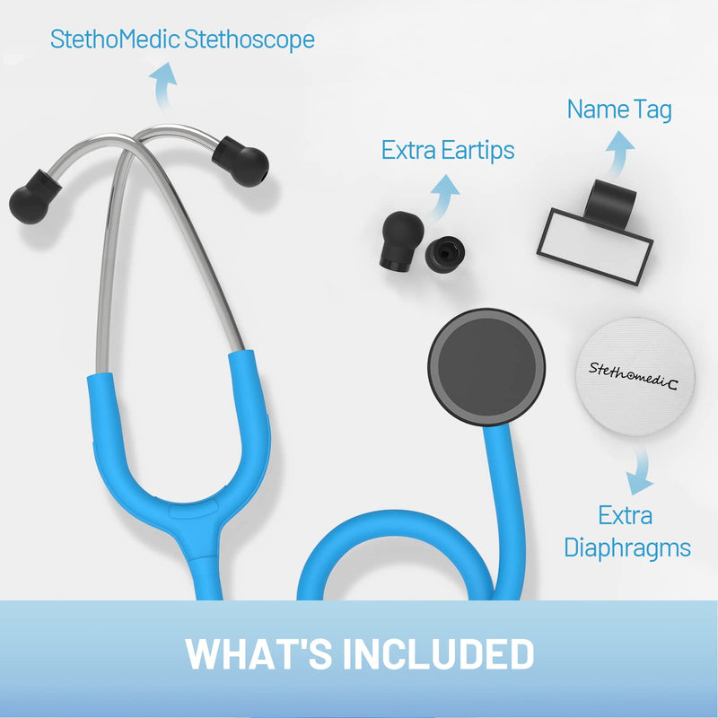 [Australia] - Dual Head Stethoscope for Medical and Home by FriCARE, Classic Lightweight Design, Stethoscope for Adult, Gift for Nurses, Doctors, Medical Students, 28 inch (Sky Blue) Sky Blue 
