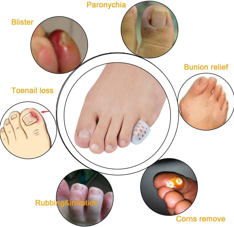 [Australia] - 10 Pieces - Breathable Gel Toe Protector, Great to Cushion Toe and Provides Pain Relief from Corns, Blisters, Missing or Ingrown Toenails for Woman and Man 