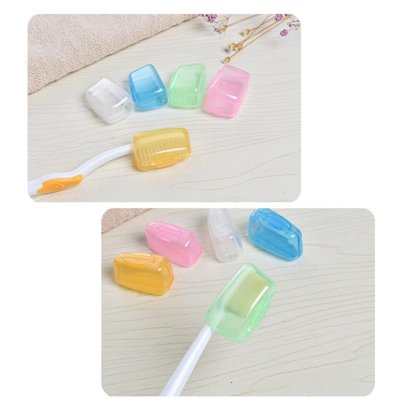 [Australia] - GWAWG Travel Toothbrush Cover, 15 Pcs Portable Toothbrush Heads Hygienic Protective Cap and 2 Pieces Toothpaste Squeezer 