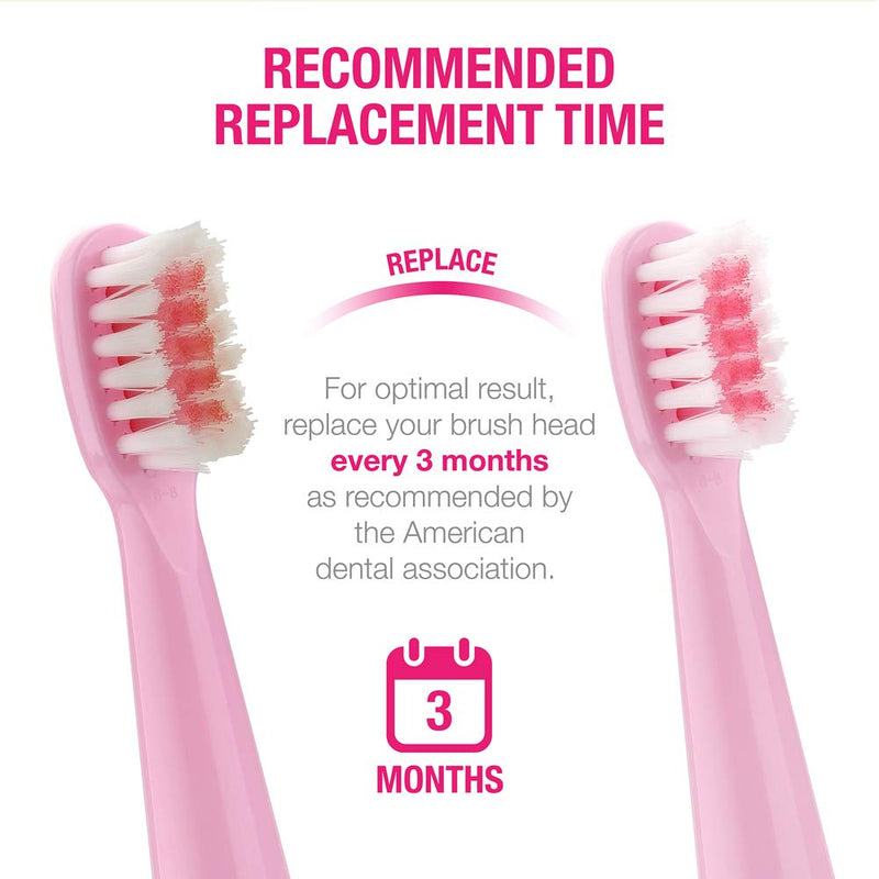 [Australia] - Vekkia Kids Electric Toothbrush Replacement Heads - 7X More Plaque Removal, End-Rounded 3D Curved Soft Bristles, Comfortable & Efficient Clean Teeth, Perfect for Kid Small Mouth, Pink (4 Pack) Pink Head 