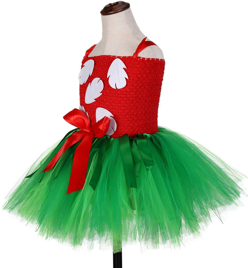 [Australia] - Tutu Dreams Hawaiian Cartoon Dress for Girls 1-12Y with Tropical Fern Leaf Headband Birthday Party Gifts Red 1-2T 