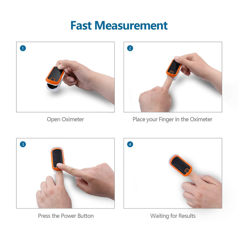 [Australia] - MIBEST Orange LED Finger Pulse Oximeter - Blood Oxygen Saturation Monitor - SPO2 Pulse Oximeter - Portable Oxygen Sensor with Included Batteries - O2 Saturation Monitor with Carry Pouch Orange - LED 