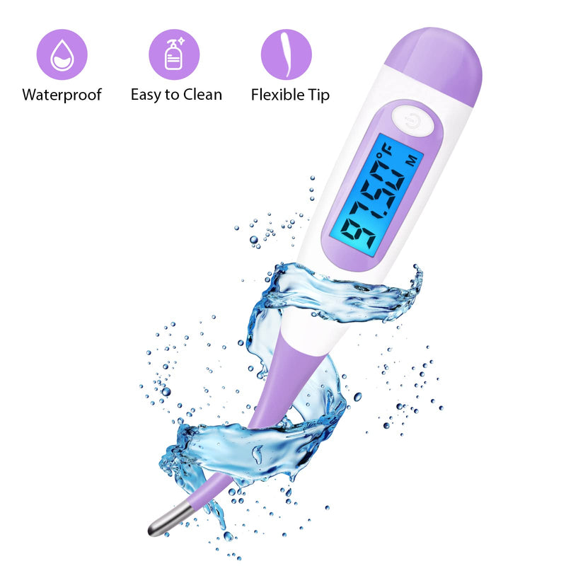 [Australia] - Easy@Home Digital Basal Thermometer with Large Backlight LCD Display, 1/100th Degree High Precision and Memory Recall, for Ovulation Tracking and Natural Family Planning, Upgraded EBT-100B-P (Purple) 